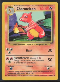 1999 WOTC Base Set Pokemon TCG Charmeleon 24/102 - Image 1