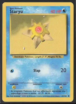 1999 WOTC Base Set Pokemon TCG Staryu 65/102 - Image 1