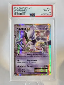 2016 Pokemon TCG Mewtwo EX Holo Ultra Rare Evolutions 52/108 PSA 10 - Image 1