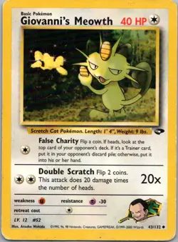 Pokemon TCG Giovannis Meowth 43/132 Gym Challenge MP - Image 1