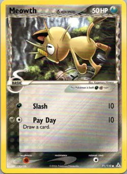 Pokemon TCG Meowth δ 71/110 Holon Phantoms LP - Image 1