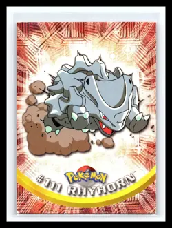 💥 RHYHORN 1999 Topps Pokemon TV Non Holo Animation 1st Series Blue Logo # 111 - Image 1