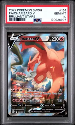 Pokemon Charizard V 154/172 Full Art SWSH Brilliant Stars PSA 10 GEM MINT - Image 1