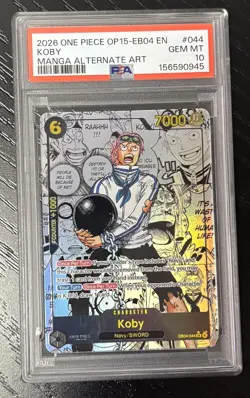 2026 ONE PIECE OP15-EB04 EN KOBY MANGA ALTERNATE ART PSA 10 - Image 1