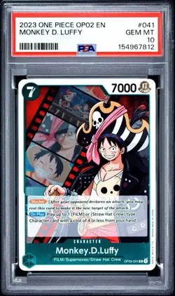 2023 One Piece English OP02 Paramount War Monkey D. Luffy #041 PSA 10 GEM MINT - Image 1