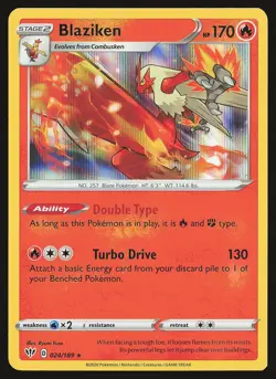 SWSH03: Darkness Ablaze Blaziken #024/189 Holo Rare Pokemon Card - Image 1
