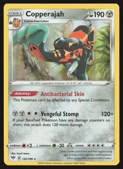 SWSH03: Darkness Ablaze Copperajah #132/189 Holo Rare Pokemon Card - Image 1