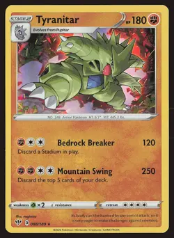 SWSH03: Darkness Ablaze Tyranitar #088/189 Holo Rare Pokemon Card - Image 1