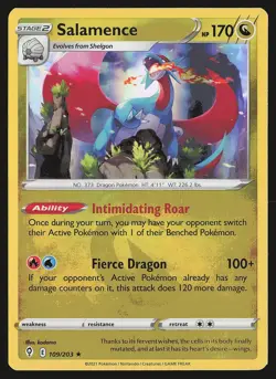 SWSH07: Evolving Skies Salamence #109/203 Holo Rare Pokemon Card - Image 1