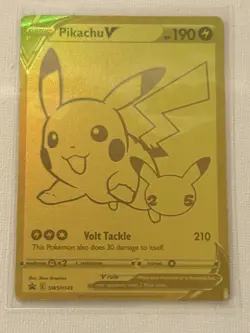 Pokemon Pikachu v SWSH145 Gold Holo TCG Promo Card UPC - Image 1