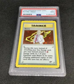 Original PSA 9 MINT Holo Blaine Gym Challenge Set Pokemon Trainer Card NM - Image 2