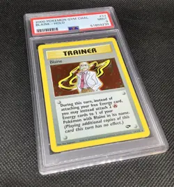 Original PSA 9 MINT Holo Blaine Gym Challenge Set Pokemon Trainer Card NM - Image 3