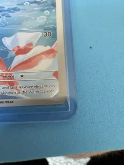 Goldeen 087/084 Illustration Rare Holo Pitch Black Pokemon Card in Hand - Image 4