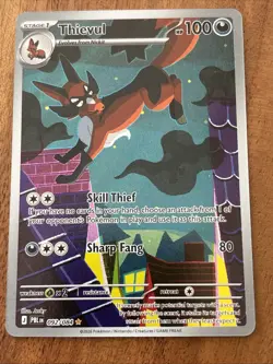 Pokemon TCG Thievul 092/084 Me05: Pitch Black Holo Illustration Rare NM Card - Image 1