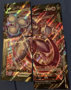 Mewtwo V-UNION Promo Holo 4-Card Lot English SWSH159-162 Damaged - Image 1
