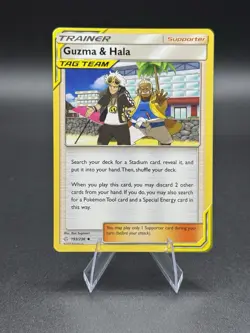Guzma & Hala 193/236 Sun And Moon Cosmic Eclipse Regular Near Mint Pokemon Card - Image 1