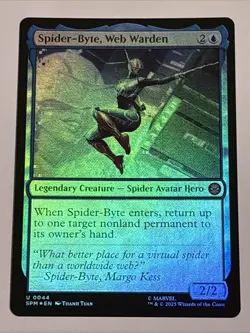 MTG Universes Beyond: Spider-man Spider-Byte, Web Warden Foil 0044 NM - Image 1
