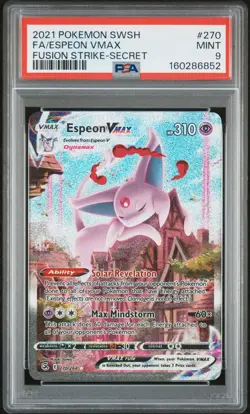 2021 POKEMON SWORD & SHIELD FUSION STRIKE SECRET #270 FULL ART/ESPEON VMAX PSA 9 - Image 1