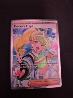 Pokemon TCG Emcees Hype 220/182 S&V Destined Rivals Full Art Trainer English - Image 1