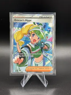 Pokemon TCG Emcees Hype 220/182 S&V Destined Rivals Full Art Trainer English - Image 1