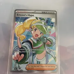 Pokemon TCG Emcees Hype 220/182 S&V Destined Rivals Full Art Trainer English - Image 1