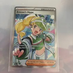 Pokemon TCG Emcees Hype 220/182 S&V Destined Rivals Full Art Trainer English - Image 3