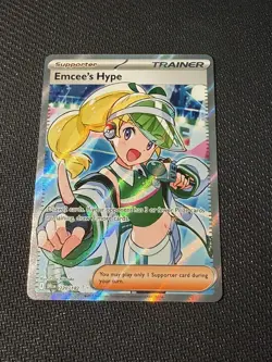 Pokemon TCG Emcees Hype 220/182 S&V Destined Rivals Full Art Trainer English - Image 1