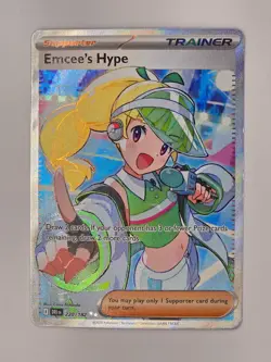 Pokemon TCG Emcees Hype 220/182 S&V Destined Rivals Full Art Trainer English - Image 1