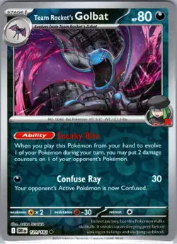 Team Rocket's Golbat 121/182 Uncommon Destined Rivals Pokemon Reverse Holo NM - Image 1