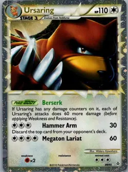 Ursaring 89/95 Prime Rare HGSS Unleashed Pokemon Holo Moderately Played - Image 1