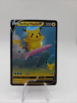 The Pokemon Company Surfing Pikachu V 008/025 Celebrations UR Holo Eng 2021 - Image 1
