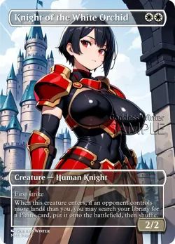 MTG - Knight of the White Orchard - Fanart Borderless Style - EDH / Playtest - Image 1