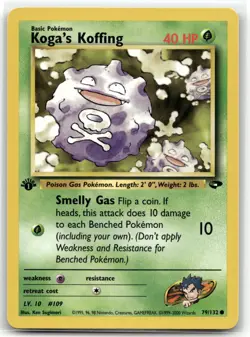 Koga's Koffing 79/132 Common Gym Challenge Pokemon 1st Edition NM/M - Image 1