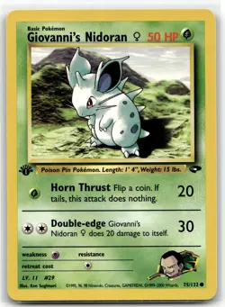 Giovanni's Nidoran F 75/132 Common Gym Challenge Pokemon 1st Edition NM/M - Image 1