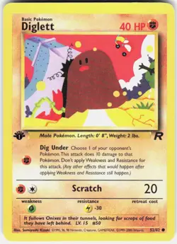 Diglett 52/82 Common Team Rocket Pokemon 1st Edition LP - Image 1