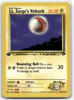 Lt. Surge's Voltorb 86/132 Common Gym Challenge Pokemon 1st Edition NM/M - Image 1