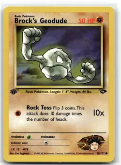 Brock's Geodude 68/132 Common Gym Challenge Pokemon 1st Edition NM/M - Image 1