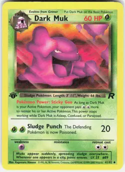 Dark Muk 41/82 Uncommon Team Rocket Pokemon 1st Edition LP - Image 1