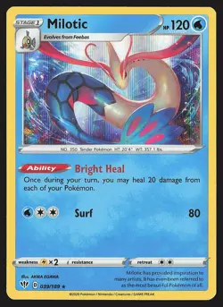 SWSH03: Darkness Ablaze Milotic #039/189 Holo Rare Pokemon Card - Image 1