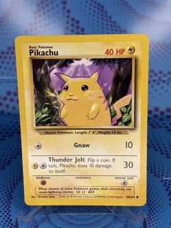 Pikachu 58/102 Base Set Pokemon Yellow Cheeks Unlimited – Near Mint – WOTC 1999 - Image 1