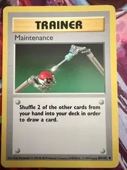 Maintenance 83/102 Uncommon Base Set Shadowless Pokemon Unlimited LP - Image 1