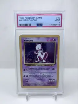 1999 Pokemon Game Mewtwo-Holo PSA 9 #10 Base Set Great Looking Card 10/102 - Image 1
