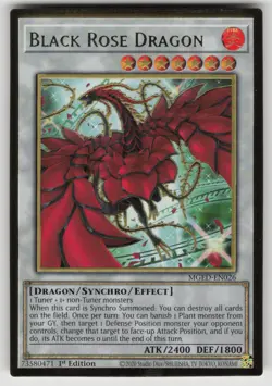 Black Rose Dragon (Alternate Art) MGED-EN026 Gold Rare Yu-Gi-Oh 1st Edition NM - Image 1