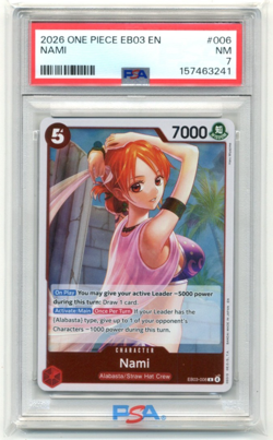 2026 One Piece EB03 Extra Booster One Piece Heroines Edition 006 Nami PSA 7 - Image 1