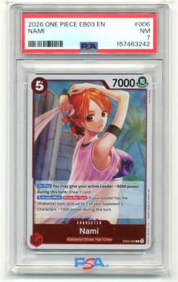 2026 One Piece EB03 Extra Booster One Piece Heroines Edition 006 Nami PSA 7 - Image 3
