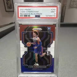Panini Prizm 2021-22 Cade Cunningham #282 Red White & Blue Prizm RC PSA 9 - Image 1