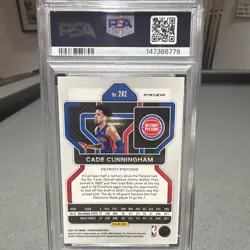Panini Prizm 2021-22 Cade Cunningham #282 Red White & Blue Prizm RC PSA 9 - Image 2