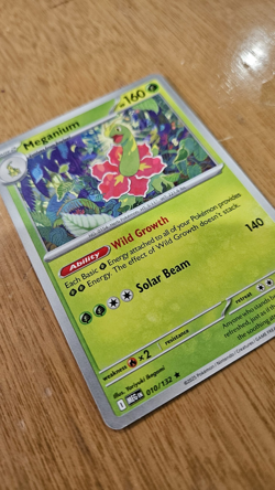 Meganium 10/132 Non-Holo Prerelease exclusive Pokemon card - Image 1