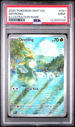 2025 POKEMON WHT EN-WHITE FLARE ILLUSTRATION RARE #091 DEERLING PSA 9 - Image 1