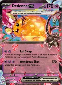 Pokemon TCG Paldean Fates Dedenne Ex Double Rare Holo 093/193 NM (SKU 1-3) - Image 1